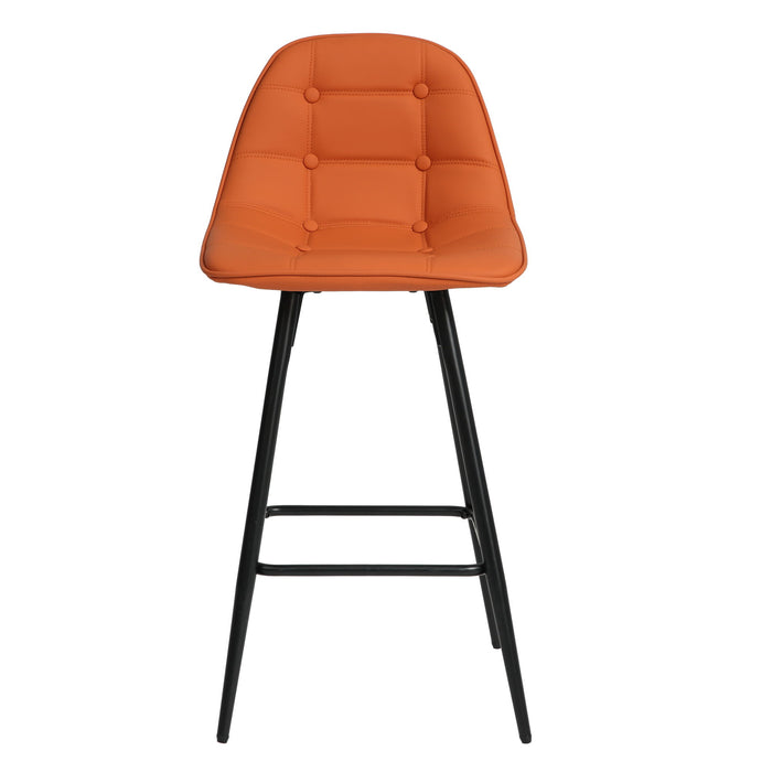Modern Metal Counter Height Bar Stools With Back And Footrest (Set of 2)
