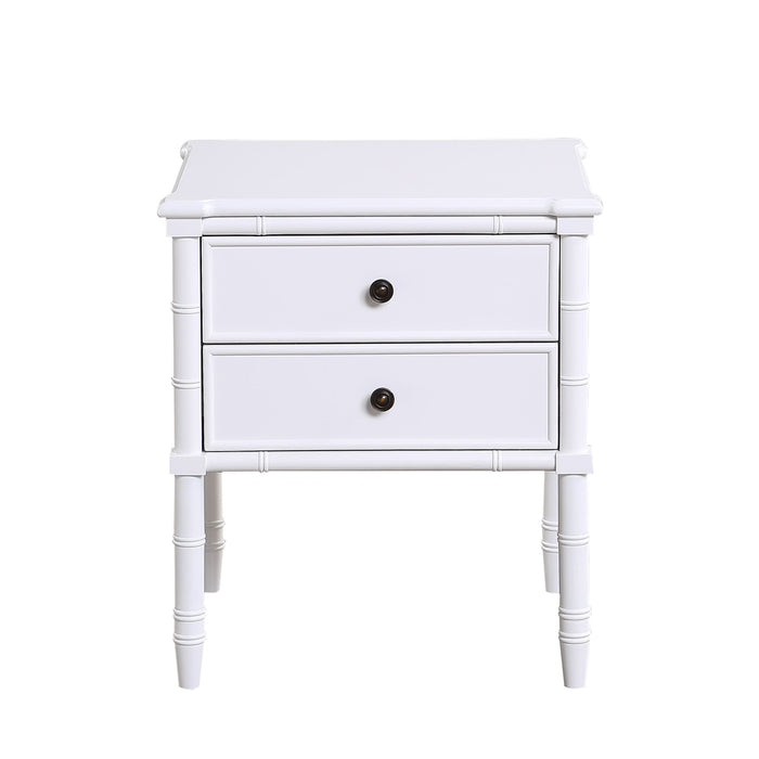 Emmett - 2 Drawer Nightstand With Carved Legs - White