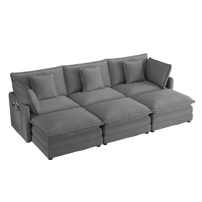 Modern Modular Sectional Sofa With Side Storage Pockets For Living Room