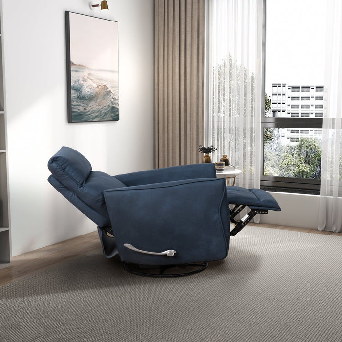 Carson - Swivel Glider Suede Recliner Chair - Midnight Blue