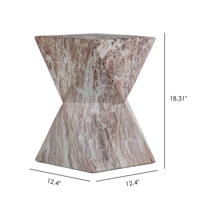 Round Outdoor Geometric End Table - Marble