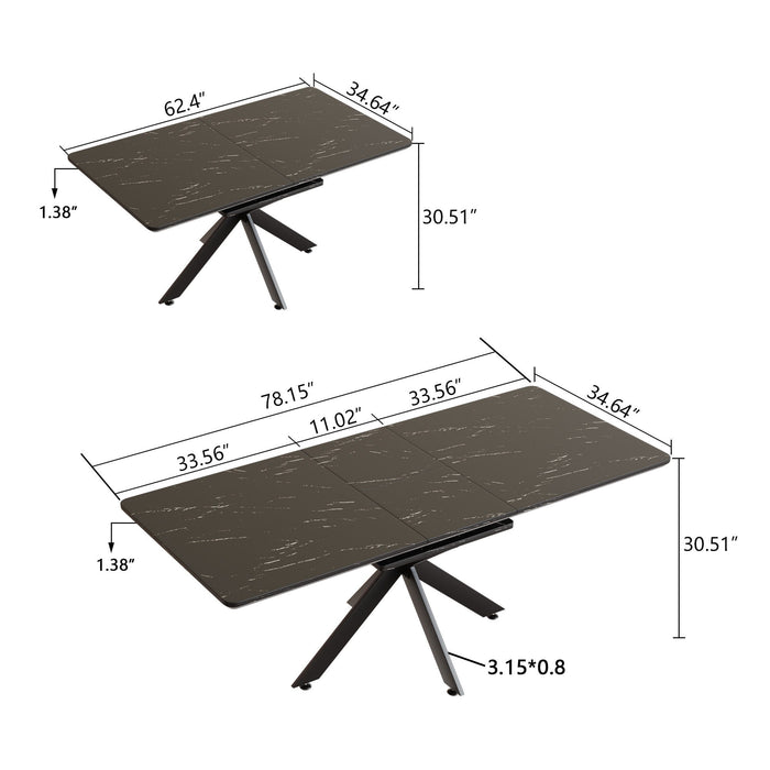 Modern Mid-Century Gray Dining Table Set With Extendable Design