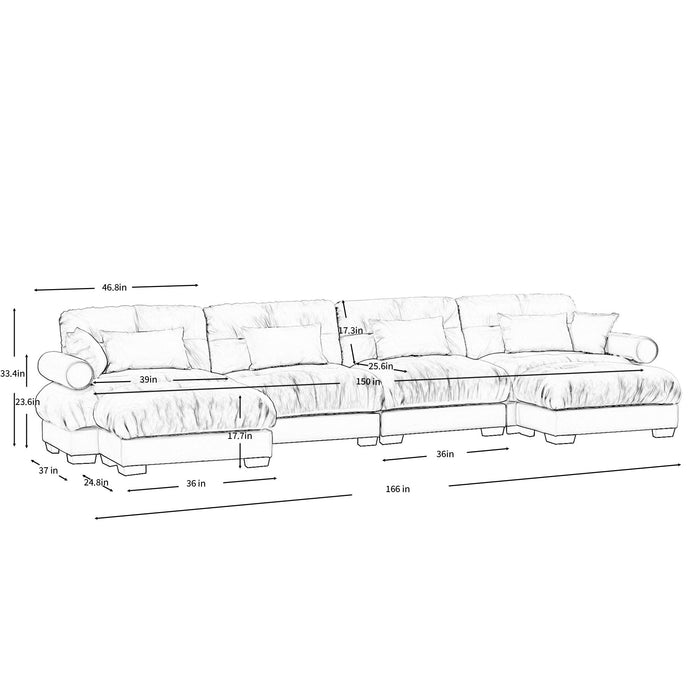 Super Comfort Oversized Modular Sectional Sofa With Movable Ottoman