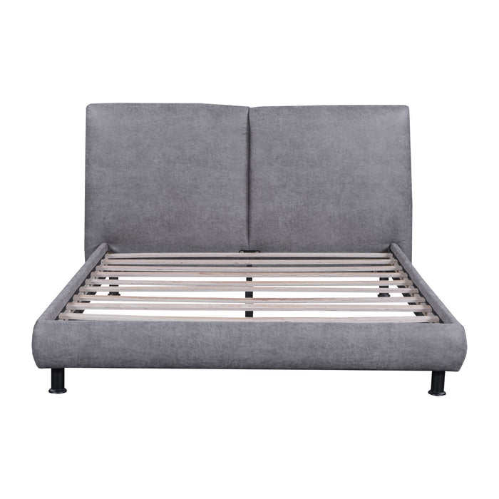 Upholstered Platform Bed With 2 Large Headrests And Thick