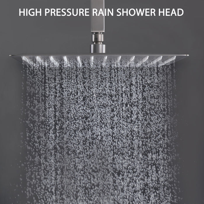 Luxury 12" Ceiling Mount Rainfall Shower System With Brass And Stainless Steel - Brushed Nickel