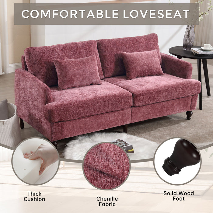 Mid Century Modern Chenille Fabric Loveseat Sofa, 2 Seat Upholstered Couch