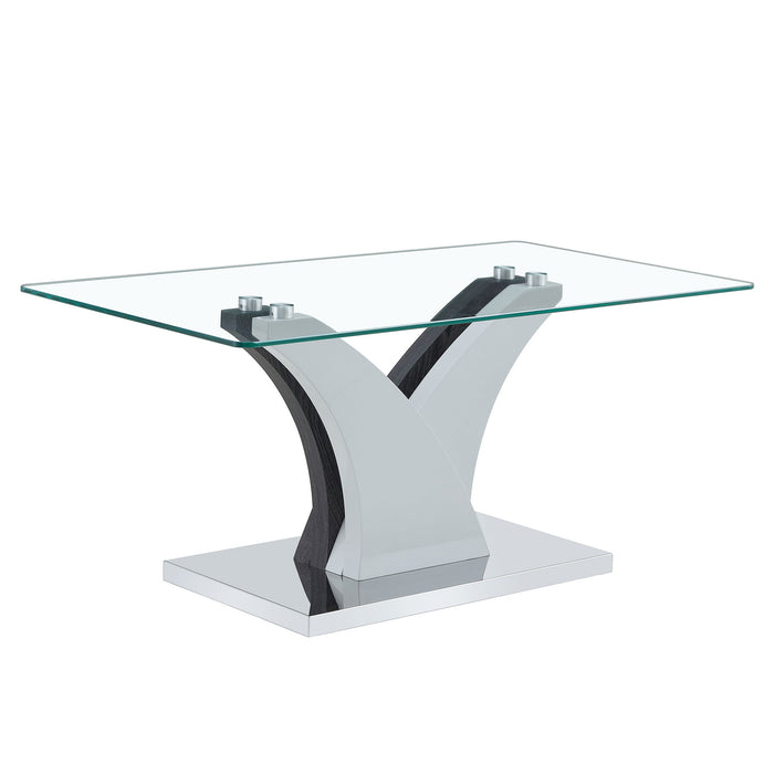 Artistic Rectangular Coffee Table With Tempered Glass Countertop