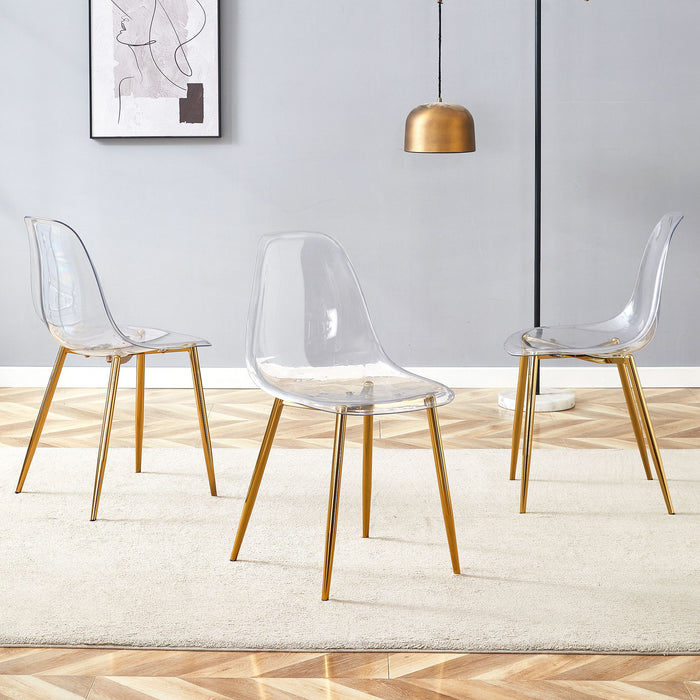 Modern Transparent Ergonomic Dining Chair With Metal Legs And Comfortable Design