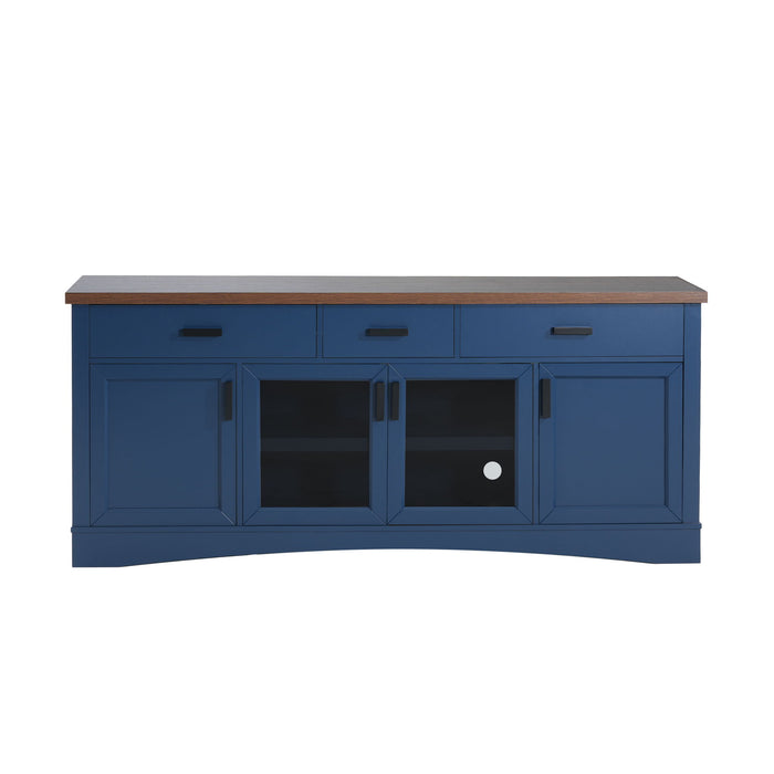 TV Console Stand, Glass Doors & Storage Drawers, Adjustable Shelves