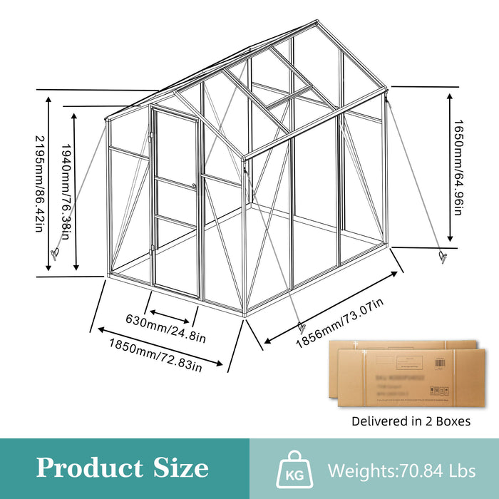 Gain Height Windproof Greenhouse With Raised Base