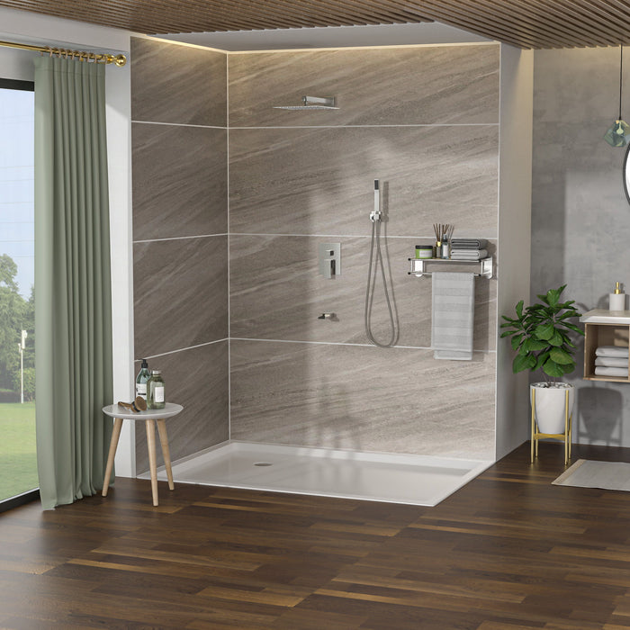 12" Ceiling Mount Square Shower System With Waterfall Tub Spout And Rough In Valve