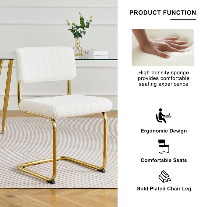 Modern Light Luxury Dining Chair With Metal Legs And Bow Design