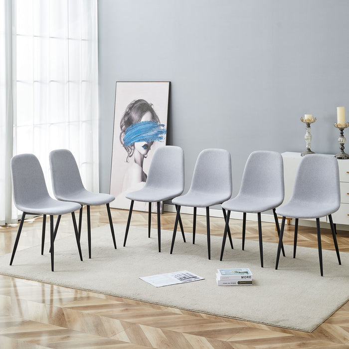Modern Medieval Style Cushioned Side Chairs Set With Black Metal Legs For Kitchens