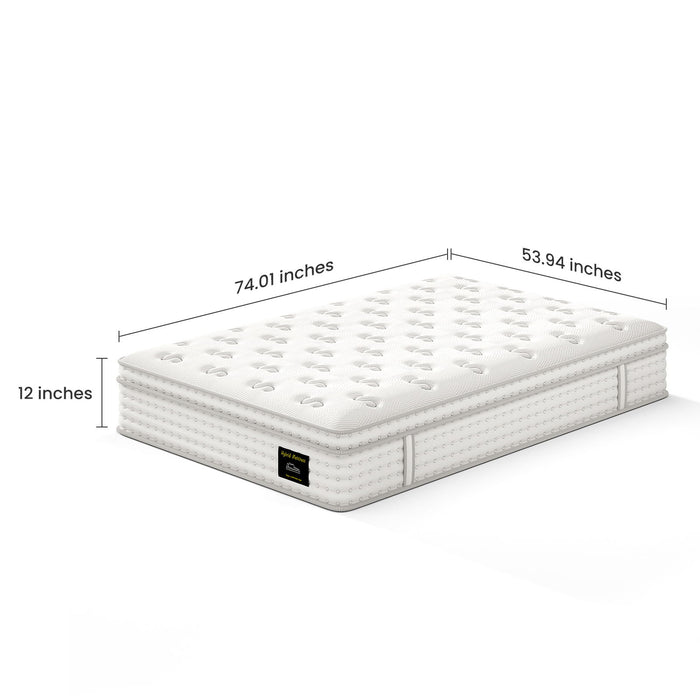 12'' Hybrid Mattress, Memory Foam & Pocket Springs For Pressure Relief