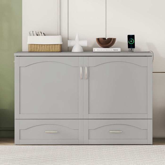 Murphy Wall Bed With Drawer And A Set Of Sockets & USB Ports, Pulley Structure Design