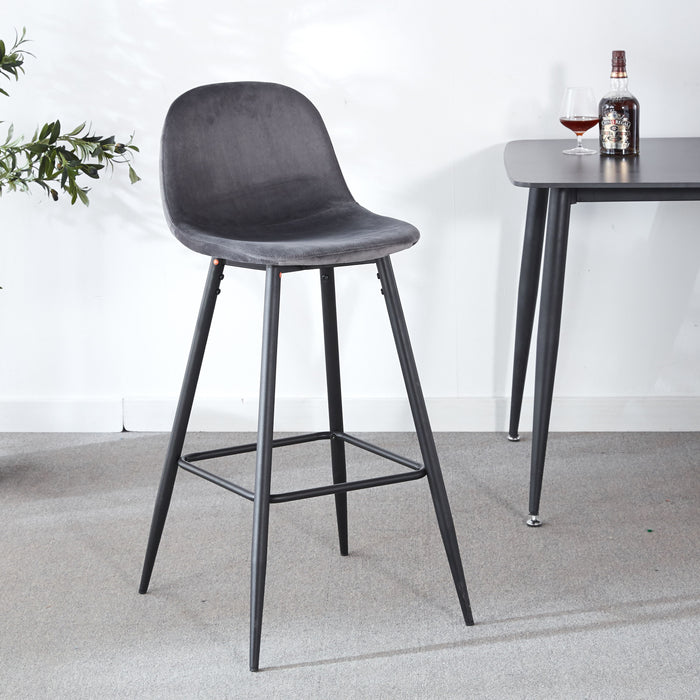 Bar Stool (Set of 2) Modern Counter Bar Height Chair With Back, Sturdy Metal Legs & Footrests, Island Stool For Kitchen Bar - Gray
