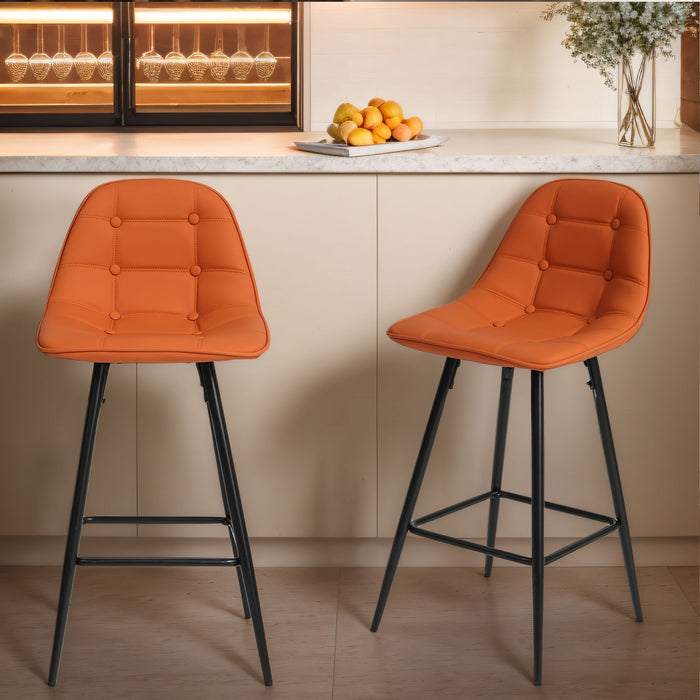 Modern Metal Counter Height Bar Stools With Back And Footrest (Set of 2)