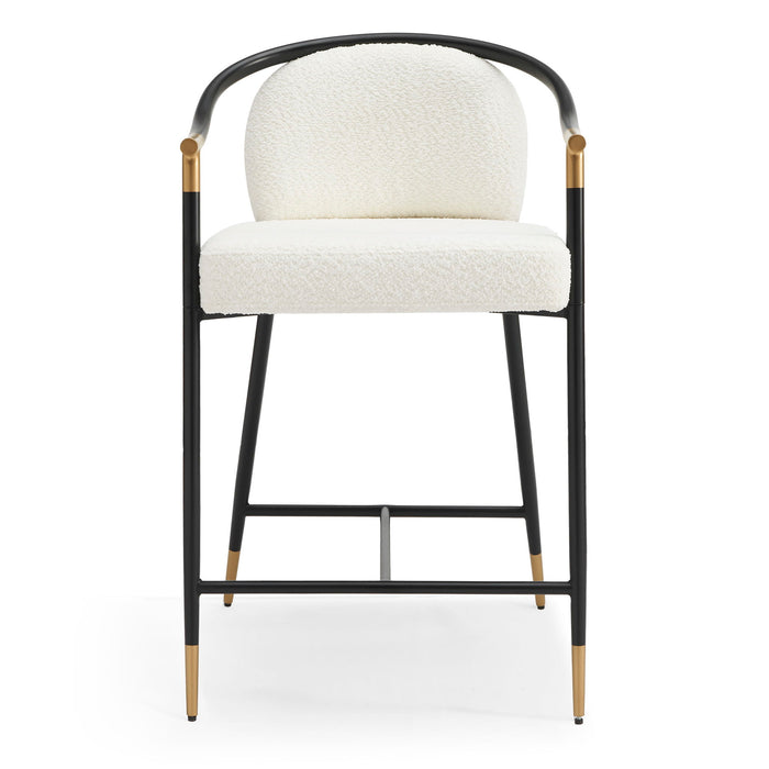 Contemporary Upholstered Counter Stool Set With Metal Frame