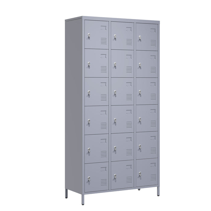 Lockers 18 Door With Lock For Employees, Storage Cabinet For Home Gym Office School Garage - Gray
