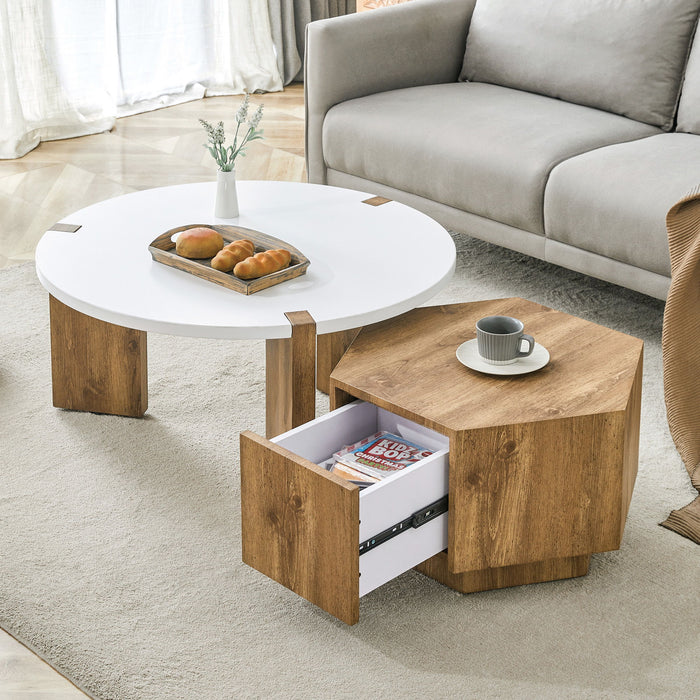 Fashionable Versatile Coffee Table Set - White / Wood