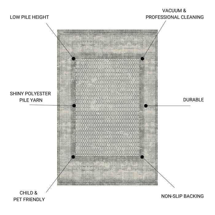 Macau - Non - Slip Accent Rug - White / Gray