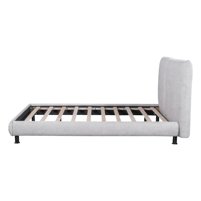 Upholstered Platform Bed With 2 Large Headrests And Thick