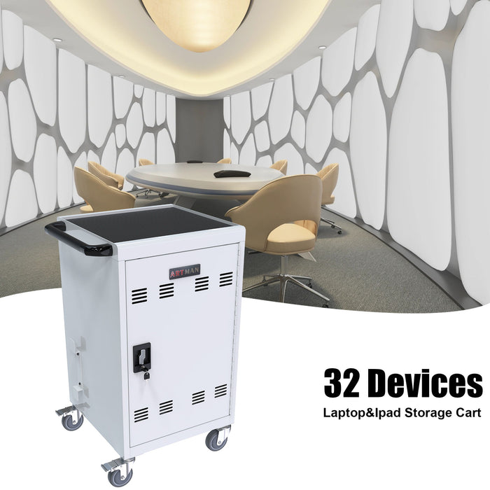 Mobile Charging Cart Station For Chromebook, Tablet And Laptop Computer With Power Strip Included