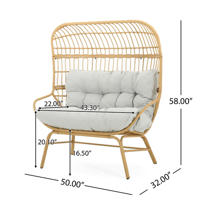 Palos - Outdoor Wicker Loveseat - Light Brown