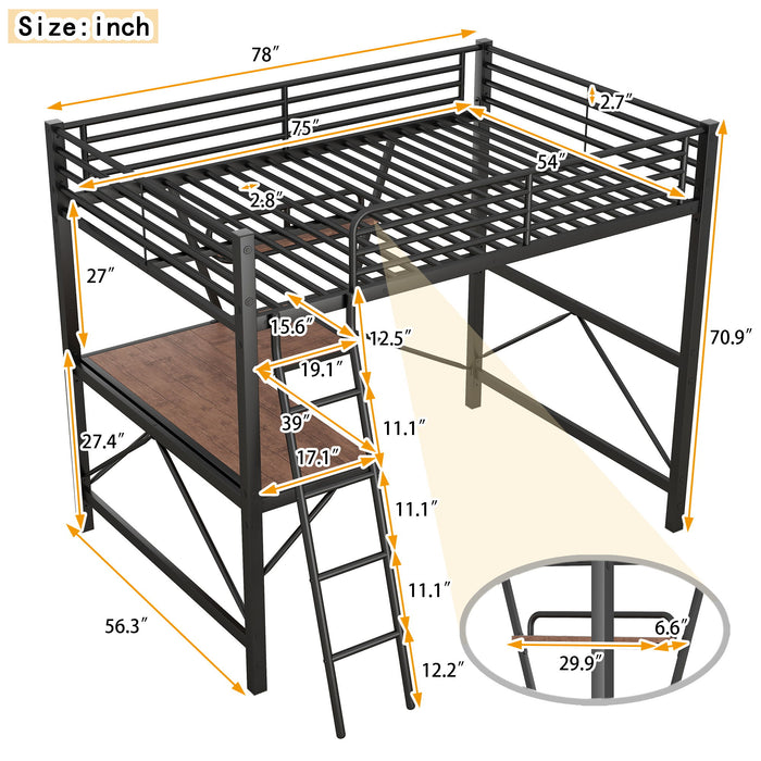 Loft Bed With Desk And Shelf, Modern Design