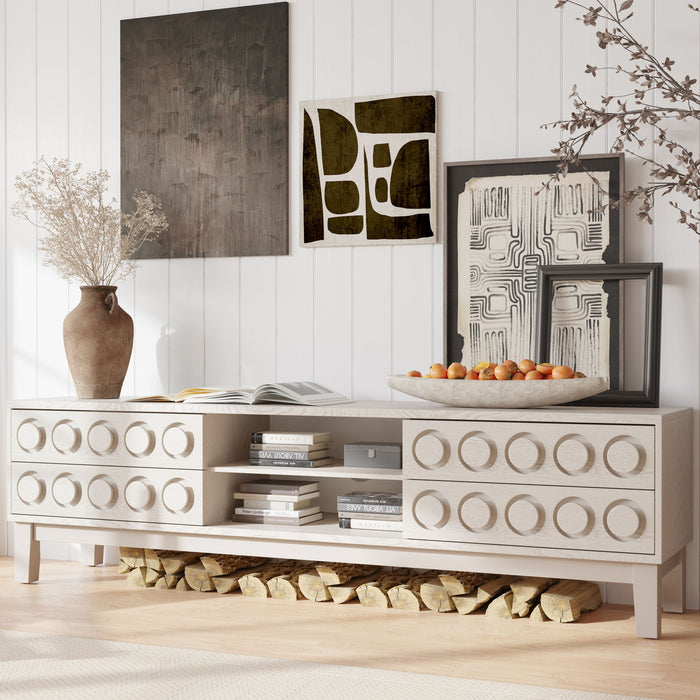 Media Console With 4 Drawers And Cable Management