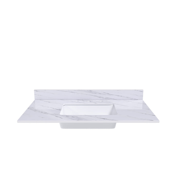 Bianco Carrara Venato Elegant Marble Vanity Top, Bathroom Vanity With Undermount Sink, Sintered Stone