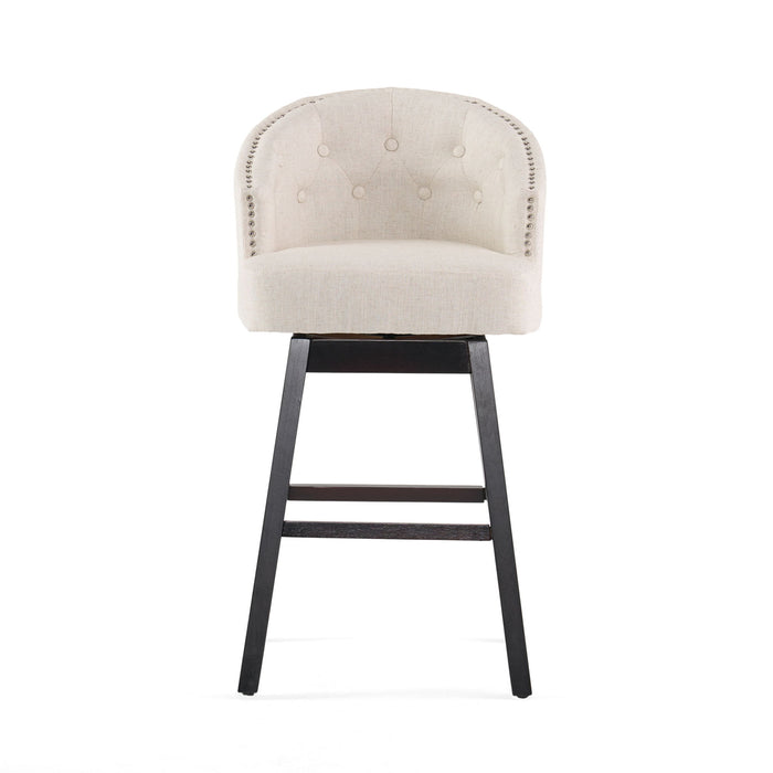 Mellifluous - 360 Degree Swivel Bar Stool With Stunning Nailhead Trim, (Set of 2)