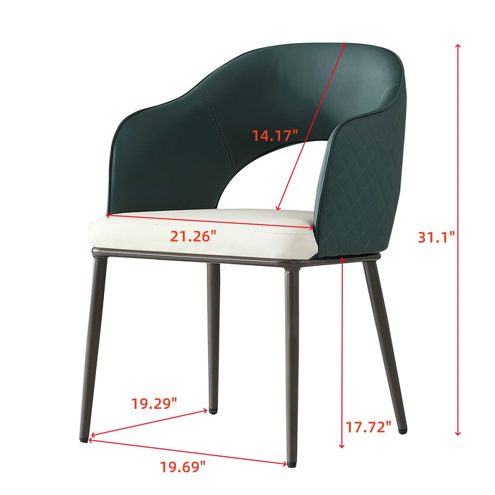 Dining Chairs, Modern Faux Leather Dining Metal Legs (Set of 2) - Green