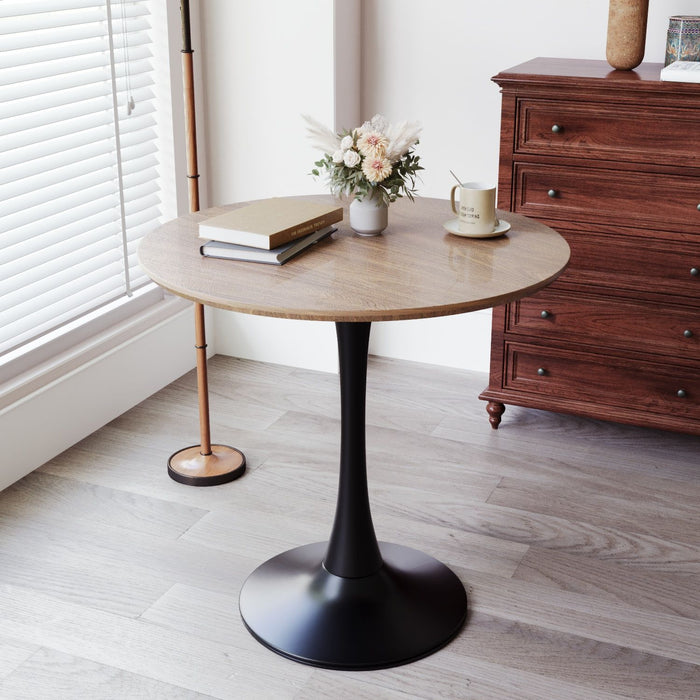 Mid Century Modern Round Dining Table With Top & Pedestal Base