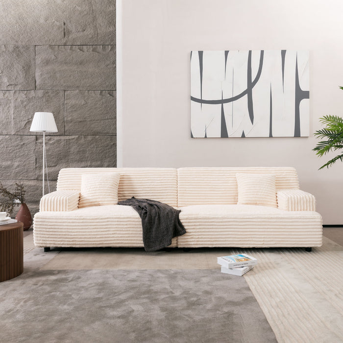 Modern Comfortable Cloud Sofa, Soft Plush Corduroy With Square Armrests