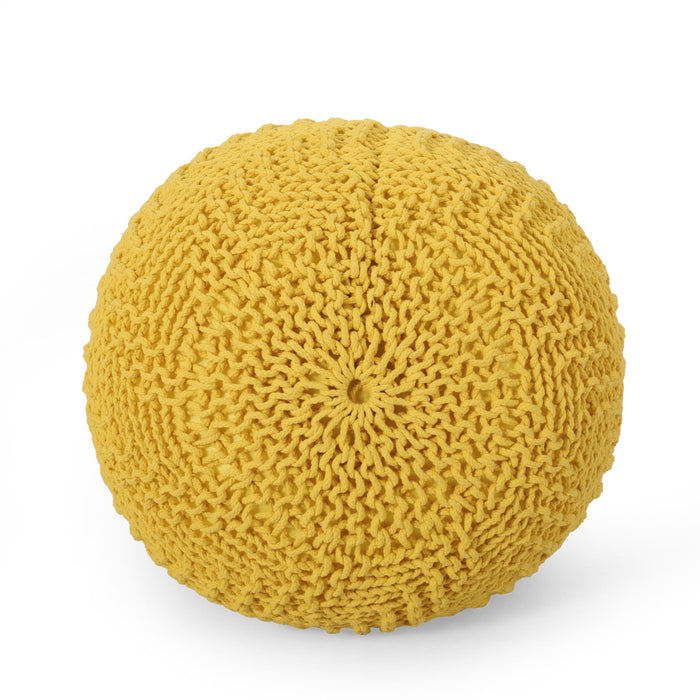Bordeaux - Knitted Cotton Round Pouf Ottoman