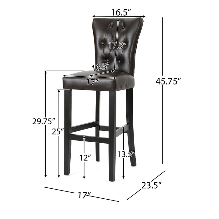 Bar Stools, Upholstered Barstools Armless (Set of 2) - Brown