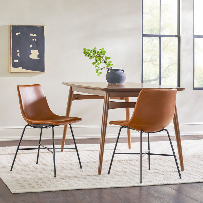 Modern Upholstered Dining Chair With Metal X Base (Set of 2)