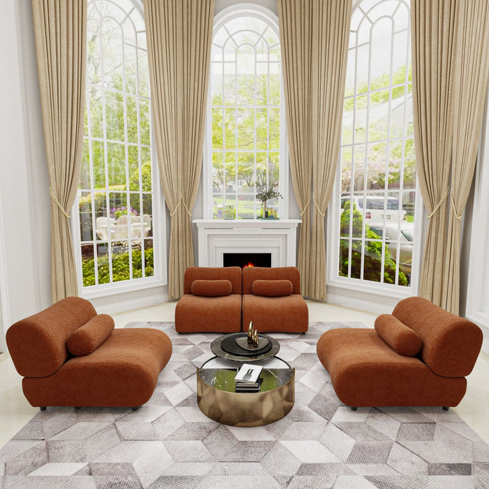 Modern L-Shaped Modular Sofa Set High Comfort Chenille Fabric