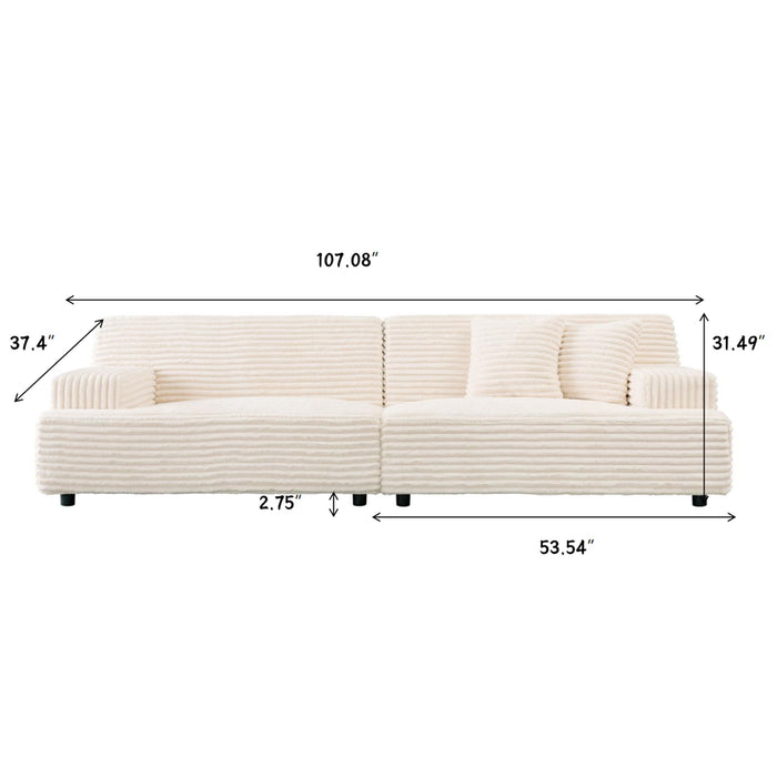 Modern Comfortable Cloud Sofa, Soft Plush Corduroy With Square Armrests