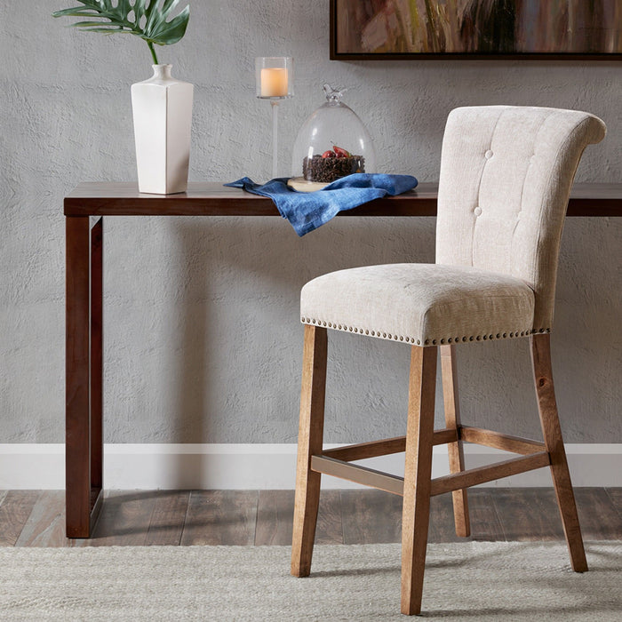 Bar Stool With Bronze Nail Heads - Cream