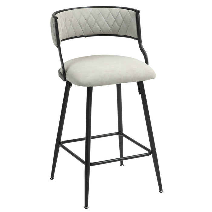 Counter Height Bar Stools With Powder Coating Base And Footrest (Set of 2) - Beige