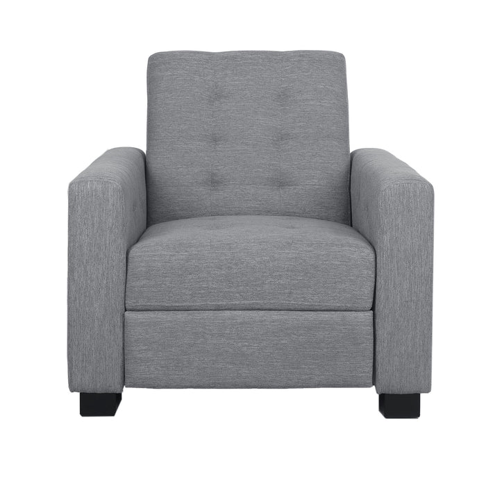 Contemporary Recliner Chair With Push Back Function And Birchwood Legs