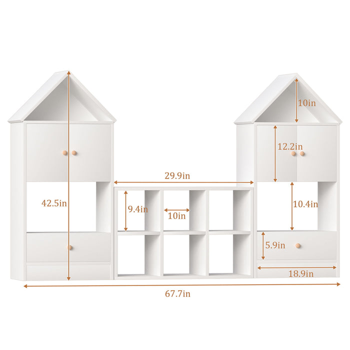 Versatile Children's Bookshelf With House Shaped Design, Multi Functional Storage For Books And Toys