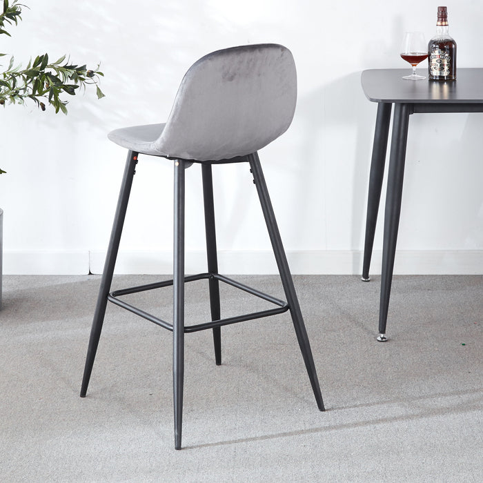 Bar Stool (Set of 2) Modern Counter Bar Height Chair With Back, Sturdy Metal Legs & Footrests, Island Stool For Kitchen Bar - Gray