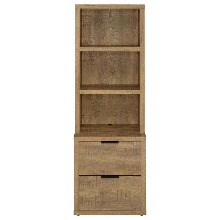 Multifunctional Bookcase With Three Open Shelves, 2 Drawers, Dual USB Charging Outlet