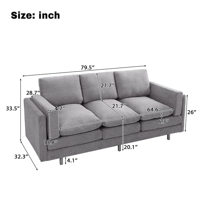 3 Seater Sofa With Dual Layer Seat Cushions