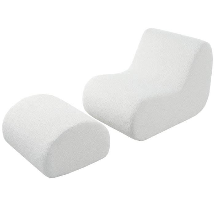 Curved Lounge Chair With Ottoman And High Resilience Foam