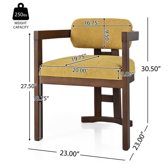 7 Piece Elegant Dining Set With Upholstered Wood Dining Chairs - Yellow / Walnut / Rich Mahogany