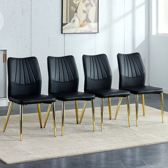 Medieval Modern Dining Chairs With Cushions And Metal Legs Material (Set of 4) - Black